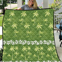 Olive Green Hawaii Palm Tree Hibiscus Quilt Fantasy Summer Vibe LT01 Olive - Polynesian Pride