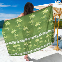 Olive Green Hawaii Palm Tree Hibiscus Sarong Fantasy Summer Vibe LT01 One Size 44 x 66 inches Olive - Polynesian Pride