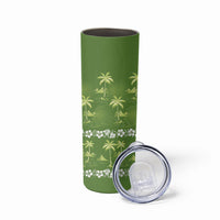 Olive Green Hawaii Palm Tree Hibiscus Skinny Tumbler Fantasy Summer Vibe LT01 - Polynesian Pride