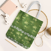 Olive Green Hawaii Palm Tree Hibiscus Tote Bag Fantasy Summer Vibe LT01 White Strap One Size Olive - Polynesian Pride