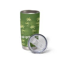 Olive Green Hawaii Palm Tree Hibiscus Tumbler Cup Fantasy Summer Vibe LT01 - Polynesian Pride