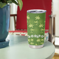 Olive Green Hawaii Palm Tree Hibiscus Tumbler Cup Fantasy Summer Vibe LT01 - Polynesian Pride