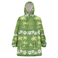 Olive Green Hawaii Palm Tree Hibiscus Wearable Blanket Hoodie Fantasy Summer Vibe LT01 One Size Olive - Polynesian Pride