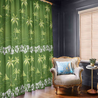 Olive Green Hawaii Palm Tree Hibiscus Window Curtain Fantasy Summer Vibe