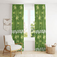 Olive Green Hawaii Palm Tree Hibiscus Window Curtain Fantasy Summer Vibe