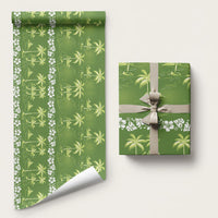 Olive Green Hawaii Palm Tree Hibiscus Wrapping Paper Fantasy Summer Vibe