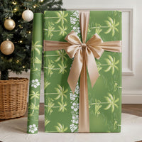 Olive Green Hawaii Palm Tree Hibiscus Wrapping Paper Fantasy Summer Vibe