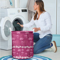 Pink Hawaii Palm Tree Hibiscus Laundry Basket Fantasy Summer Vibe