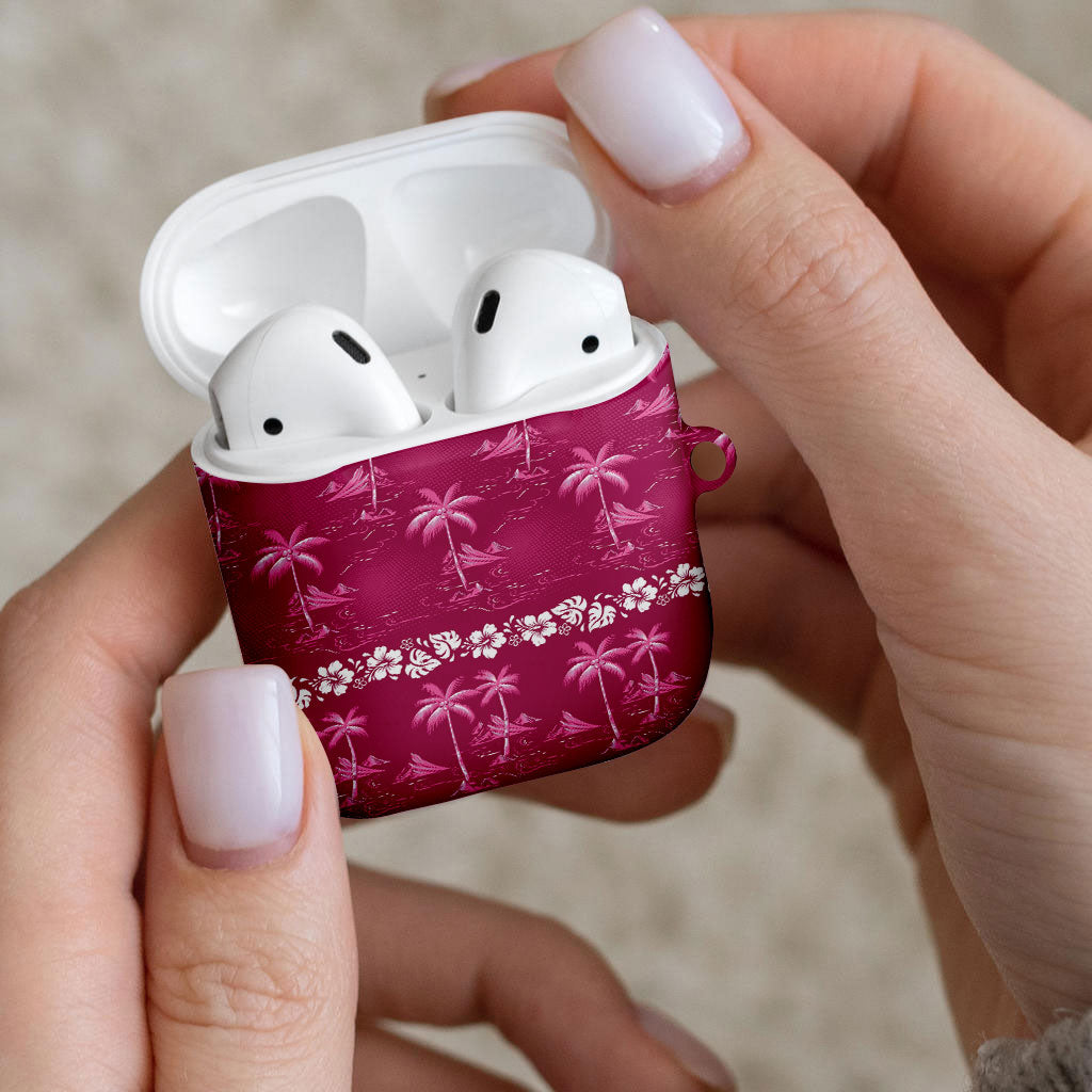 Pink Hawaii Palm Tree Hibiscus AirPods Case Fantasy Summer Vibe LT01 - Polynesian Pride