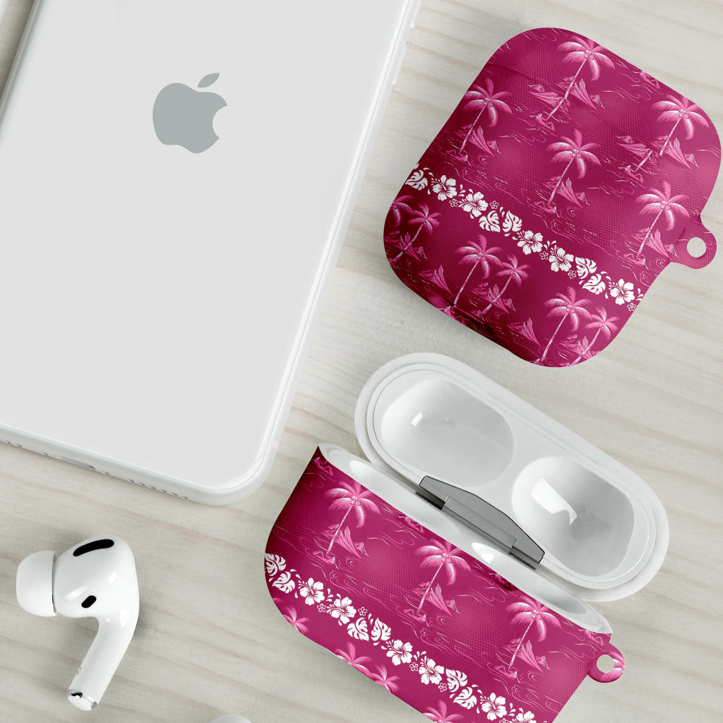 Pink Hawaii Palm Tree Hibiscus AirPods Case Fantasy Summer Vibe LT01 - Polynesian Pride
