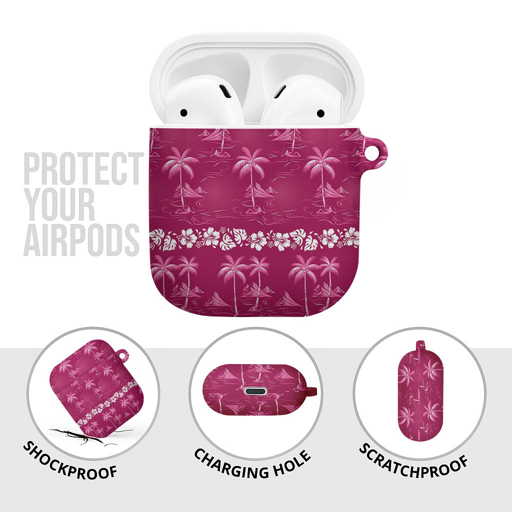 Pink Hawaii Palm Tree Hibiscus AirPods Case Fantasy Summer Vibe LT01 - Polynesian Pride