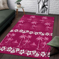 Pink Hawaii Palm Tree Hibiscus Area Rug Fantasy Summer Vibe LT01 Pink - Polynesian Pride