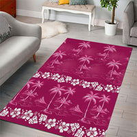 Pink Hawaii Palm Tree Hibiscus Area Rug Fantasy Summer Vibe LT01 - Polynesian Pride