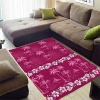 Pink Hawaii Palm Tree Hibiscus Area Rug Fantasy Summer Vibe LT01 - Polynesian Pride