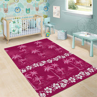 Pink Hawaii Palm Tree Hibiscus Area Rug Fantasy Summer Vibe LT01 - Polynesian Pride