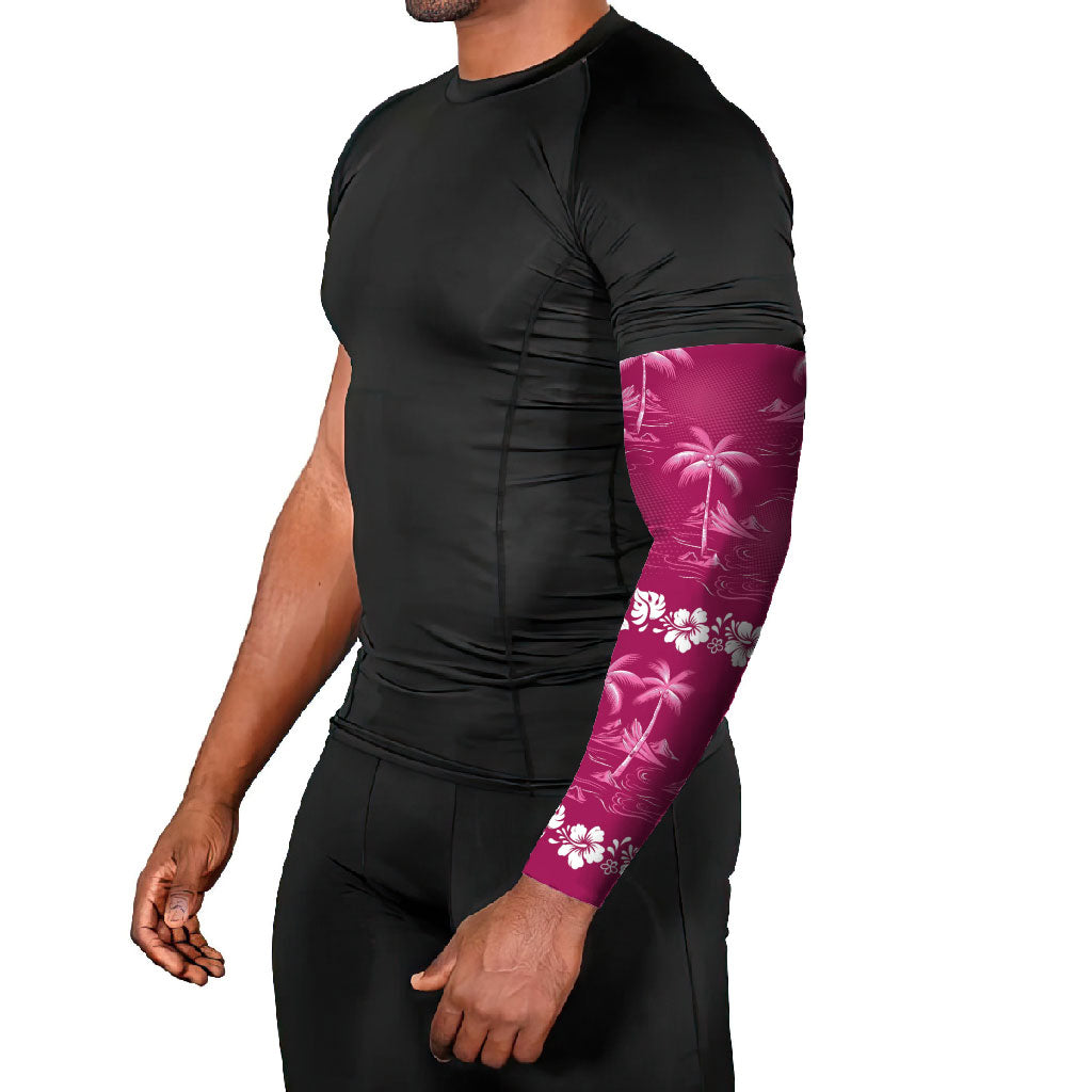 Pink Hawaii Palm Tree Hibiscus Arm Sleeves Fantasy Summer Vibe LT01 - Polynesian Pride
