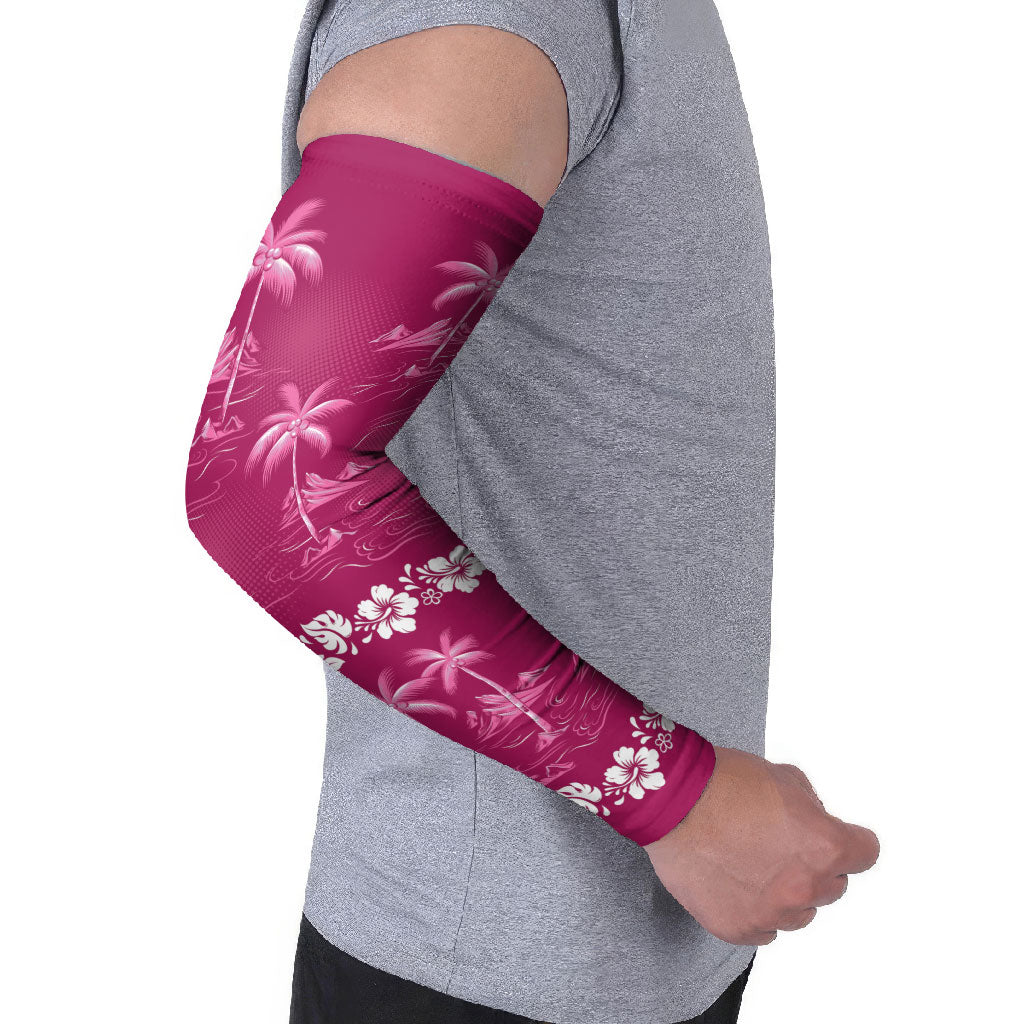 Pink Hawaii Palm Tree Hibiscus Arm Sleeves Fantasy Summer Vibe LT01 - Polynesian Pride