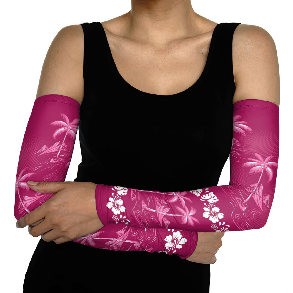 Pink Hawaii Palm Tree Hibiscus Arm Sleeves Fantasy Summer Vibe LT01 - Polynesian Pride