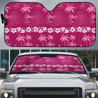 Pink Hawaii Palm Tree Hibiscus Auto Sun Shade Fantasy Summer Vibe LT01 Pink - Polynesian Pride