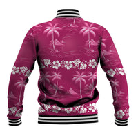 Pink Hawaii Palm Tree Hibiscus Baseball Jacket Fantasy Summer Vibe