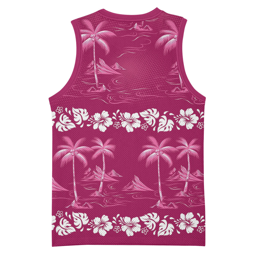 Pink Hawaii Palm Tree Hibiscus Basketball Jersey Fantasy Summer Vibe LT01 - Polynesian Pride