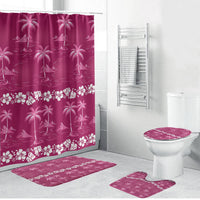 Pink Hawaii Palm Tree Hibiscus Bathroom Set Fantasy Summer Vibe