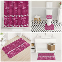 Pink Hawaii Palm Tree Hibiscus Bathroom Set Fantasy Summer Vibe