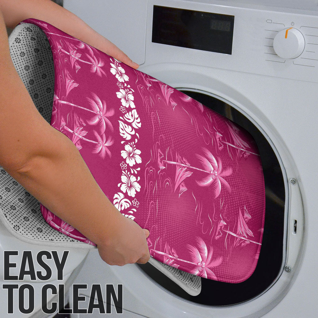 Pink Hawaii Palm Tree Hibiscus Bathroom Set Fantasy Summer Vibe