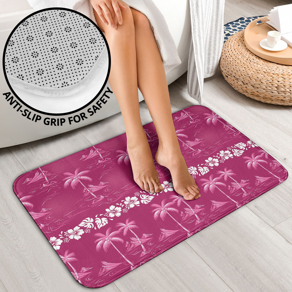 Pink Hawaii Palm Tree Hibiscus Bathroom Set Fantasy Summer Vibe