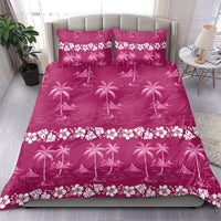 Pink Hawaii Palm Tree Hibiscus Bedding Set Fantasy Summer Vibe LT01 - Polynesian Pride