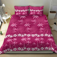 Pink Hawaii Palm Tree Hibiscus Bedding Set Fantasy Summer Vibe LT01 - Polynesian Pride