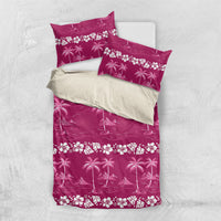 Pink Hawaii Palm Tree Hibiscus Bedding Set Fantasy Summer Vibe LT01 US Twin 172cm x 218cm Pink - Polynesian Pride