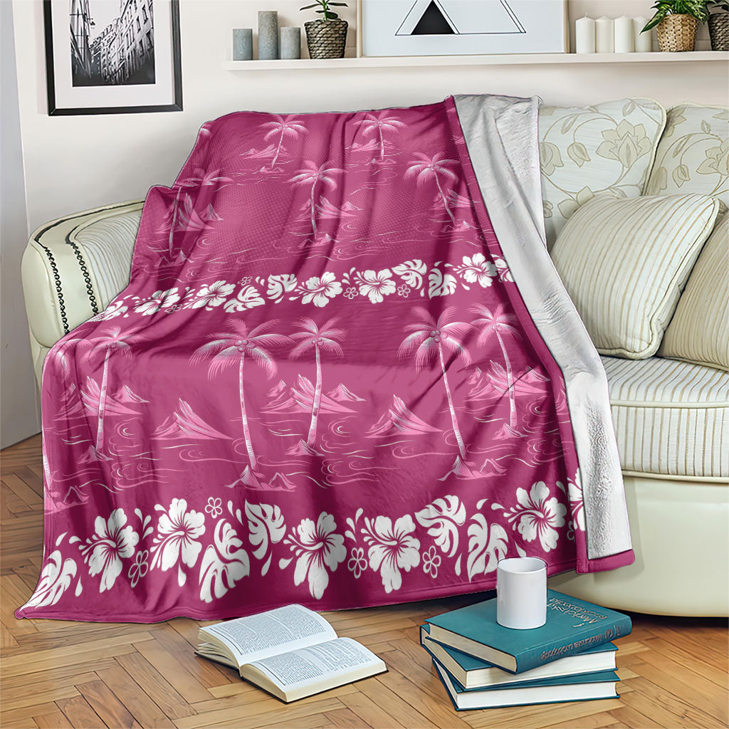 Pink Hawaii Palm Tree Hibiscus Blanket Fantasy Summer Vibe LT01 Pink - Polynesian Pride