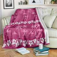 Pink Hawaii Palm Tree Hibiscus Blanket Fantasy Summer Vibe LT01 Pink - Polynesian Pride