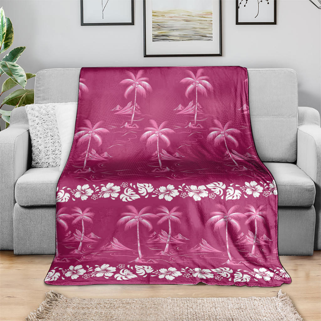Pink Hawaii Palm Tree Hibiscus Blanket Fantasy Summer Vibe LT01 - Polynesian Pride