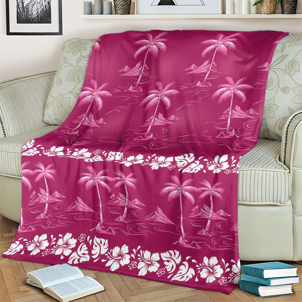 Pink Hawaii Palm Tree Hibiscus Blanket Fantasy Summer Vibe LT01 - Polynesian Pride