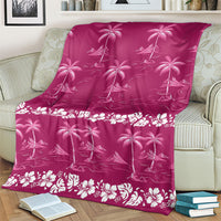 Pink Hawaii Palm Tree Hibiscus Blanket Fantasy Summer Vibe LT01 - Polynesian Pride