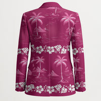 Pink Hawaii Palm Tree Hibiscus Blazer Fantasy Summer Vibe