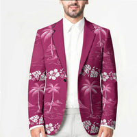 Pink Hawaii Palm Tree Hibiscus Blazer Fantasy Summer Vibe
