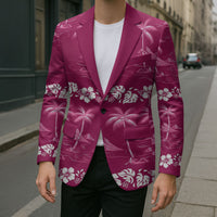 Pink Hawaii Palm Tree Hibiscus Blazer Fantasy Summer Vibe