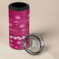 Pink Hawaii Palm Tree Hibiscus 4 in 1 Can Cooler Tumbler Fantasy Summer Vibe LT01 - Polynesian Pride