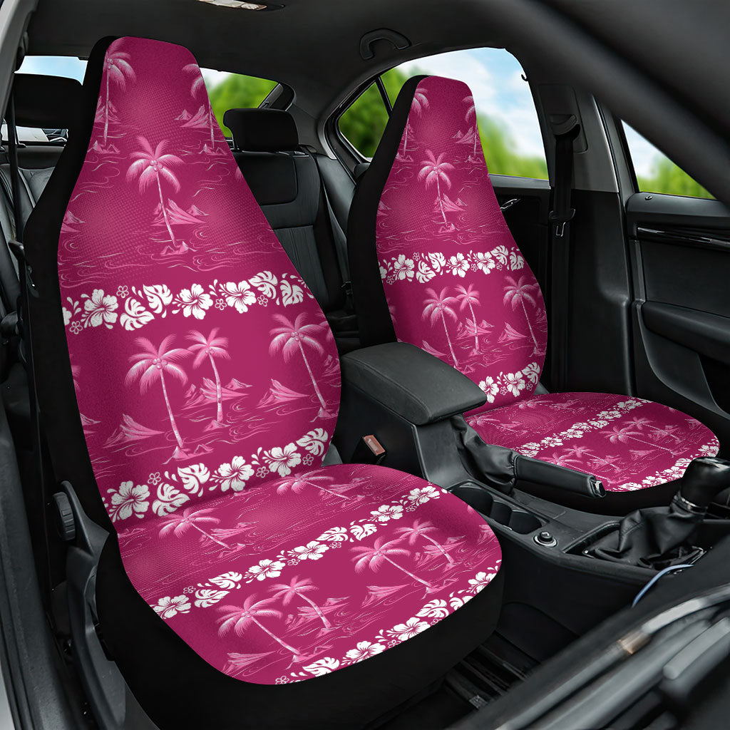 Pink Hawaii Palm Tree Hibiscus Car Seat Cover Fantasy Summer Vibe