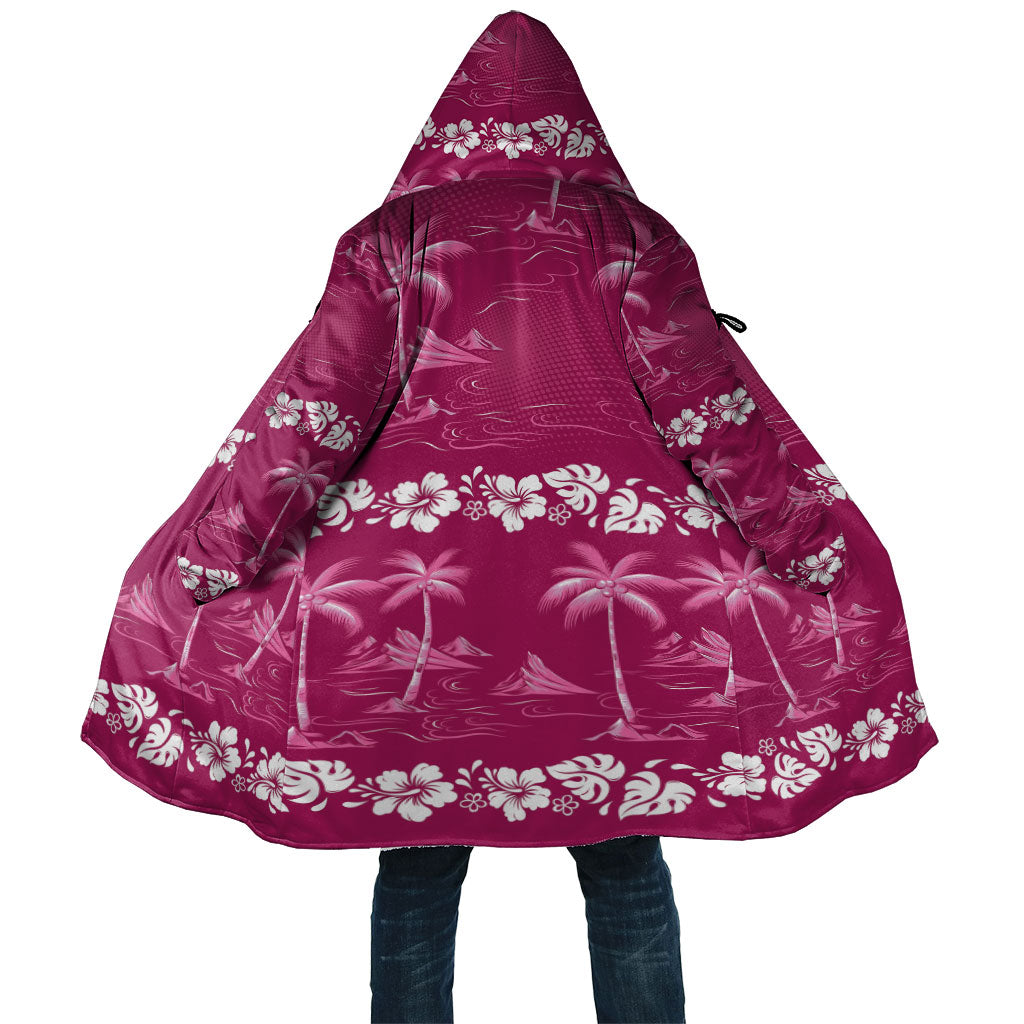 Pink Hawaii Palm Tree Hibiscus Cloak Fantasy Summer Vibe LT01 Unisex Pink - Polynesian Pride