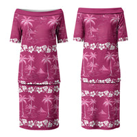 Pink Hawaii Palm Tree Hibiscus Couples Matching Puletasi and Hawaiian Shirt Fantasy Summer Vibe LT01 - Polynesian Pride