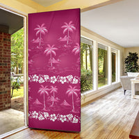 Pink Hawaii Palm Tree Hibiscus Door Cover Fantasy Summer Vibe LT01 - Polynesian Pride