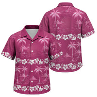 Pink Hawaii Palm Tree Hibiscus Family Matching Summer Maxi Dress and Hawaiian Shirt Fantasy Summer Vibe LT01 Son's Shirt Pink - Polynesian Pride