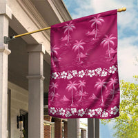 Pink Hawaii Palm Tree Hibiscus Garden Flag Fantasy Summer Vibe LT01 House Flag Pink - Polynesian Pride