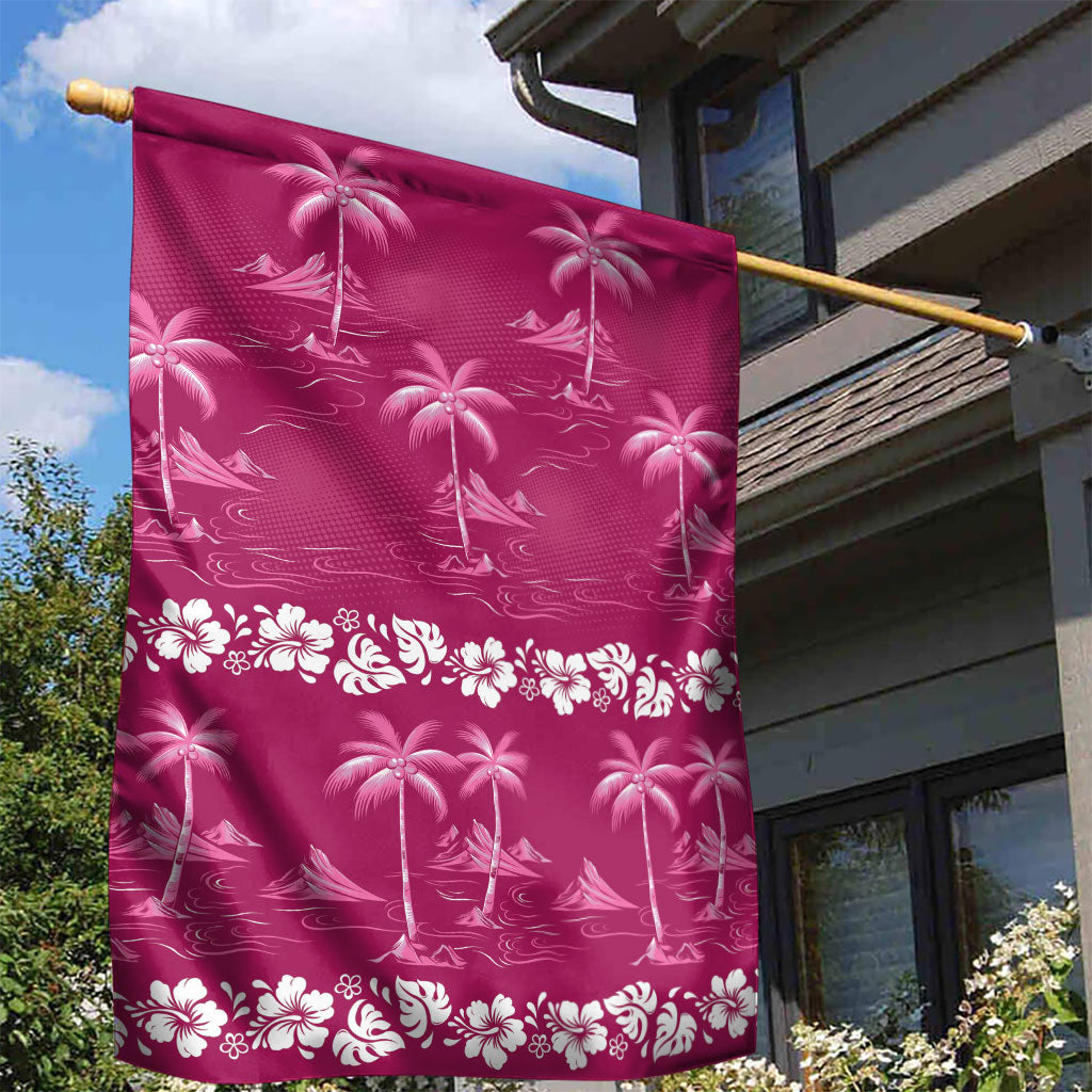 Pink Hawaii Palm Tree Hibiscus Garden Flag Fantasy Summer Vibe LT01 - Polynesian Pride