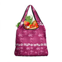 Pink Hawaii Palm Tree Hibiscus Grocery Bag Fantasy Summer Vibe LT01 1-pack One Size Pink - Polynesian Pride