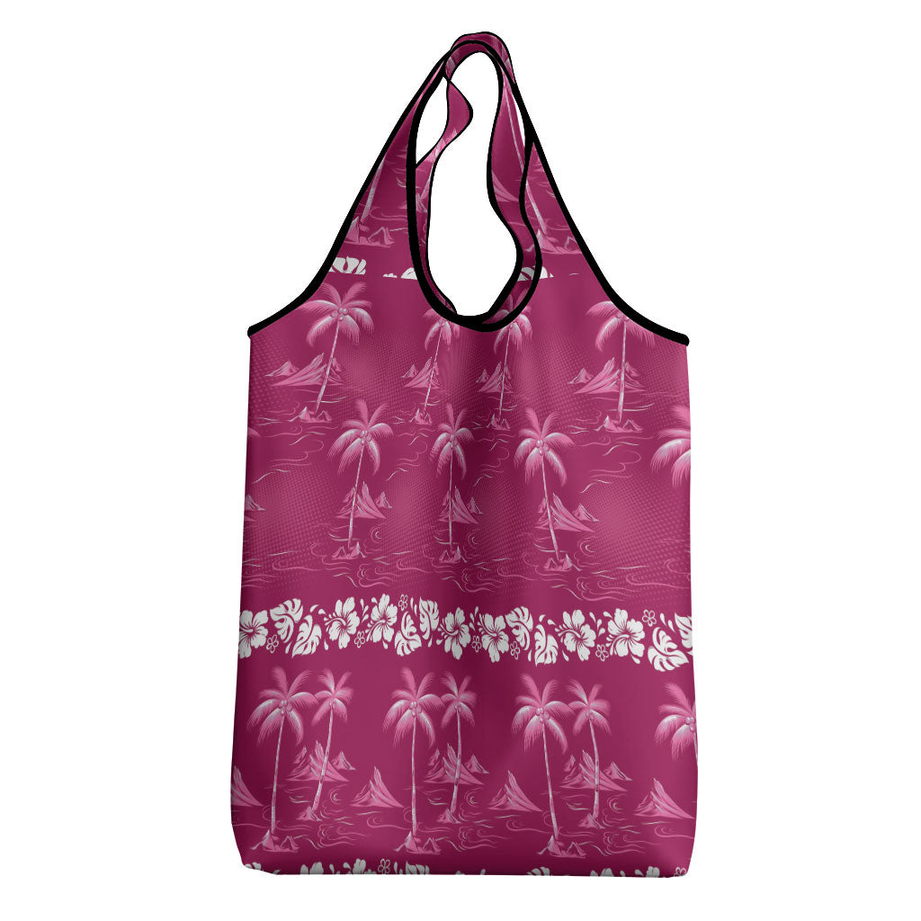 Pink Hawaii Palm Tree Hibiscus Grocery Bag Fantasy Summer Vibe LT01 - Polynesian Pride